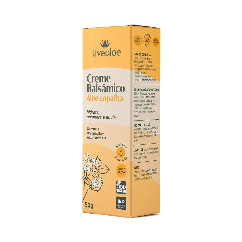 Creme Balsâmico Livealoe Aloe Vera e Copaíba 50g