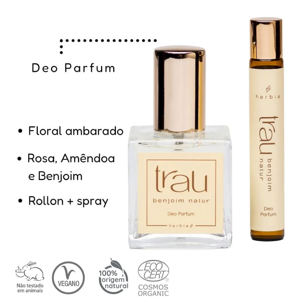 Kit Perfume Natural e Vegano Trau Benjoim - Spray 50ml + Roll-On 10ml
