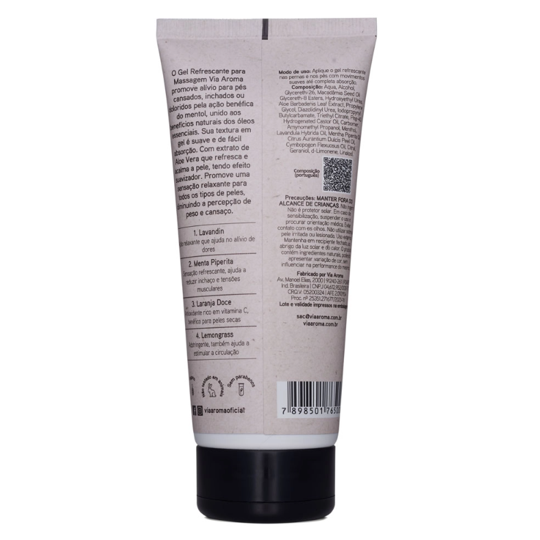 Gel Refrescante para Massagem Spa dos Pés 200g - Via Aroma