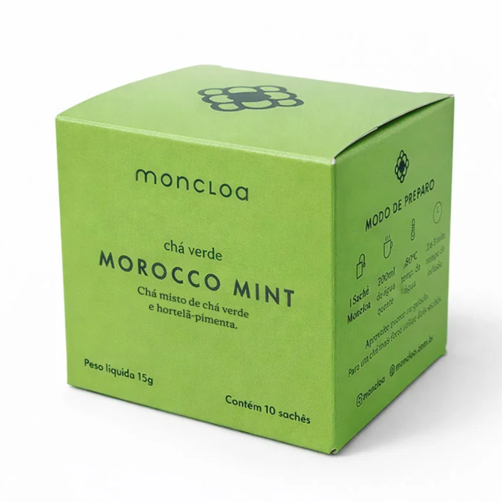 Chá Verde Morocco Mint Moncloa 15g caixa com 10 sachês