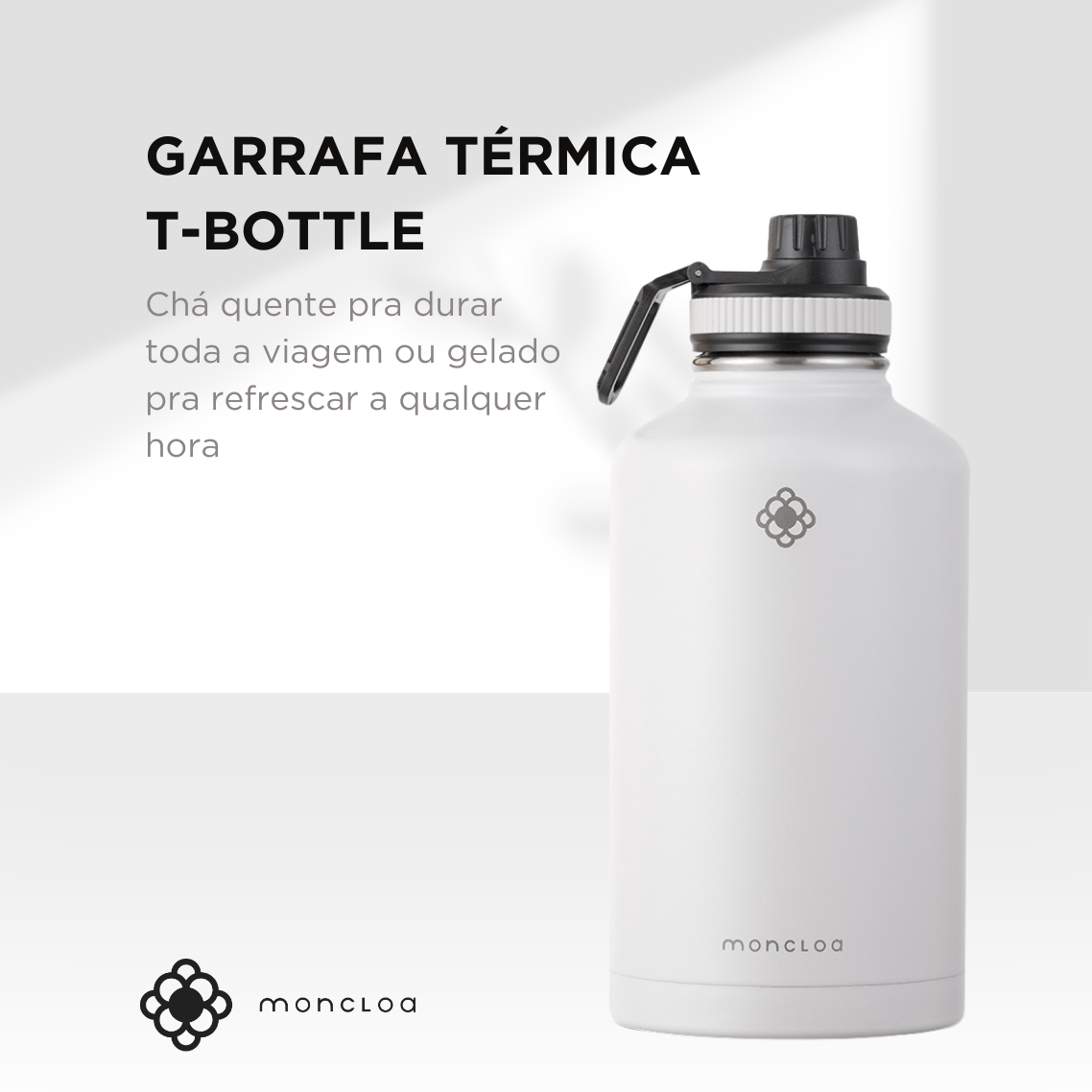 Garrafa Termica T-Bottle Moncloa 1800ml Cinza Claro Aco Inox BPA Free