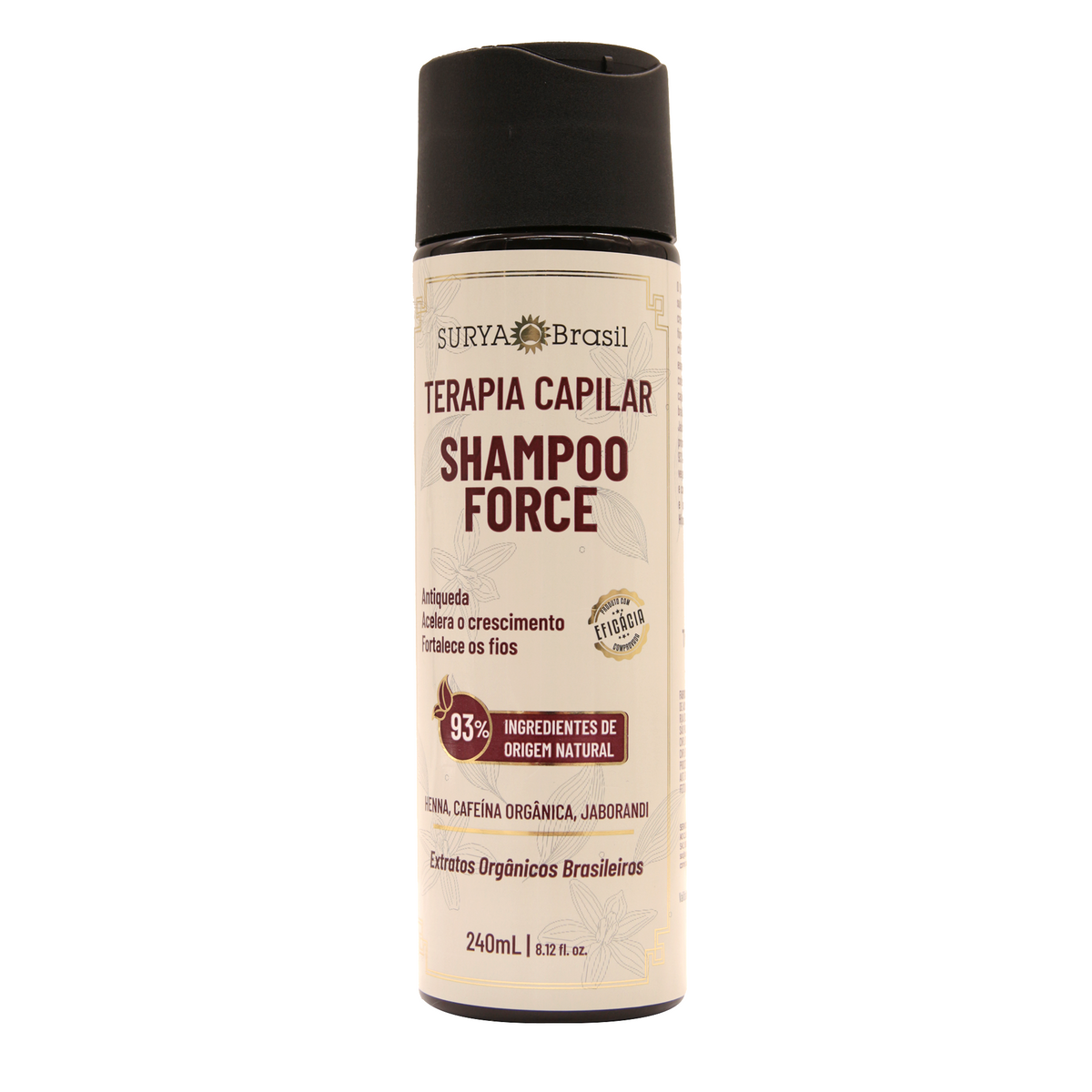 Shampoo Force Surya Brasil 240ml - Antiqueda Sem Sulfato com Cafeína Vegano