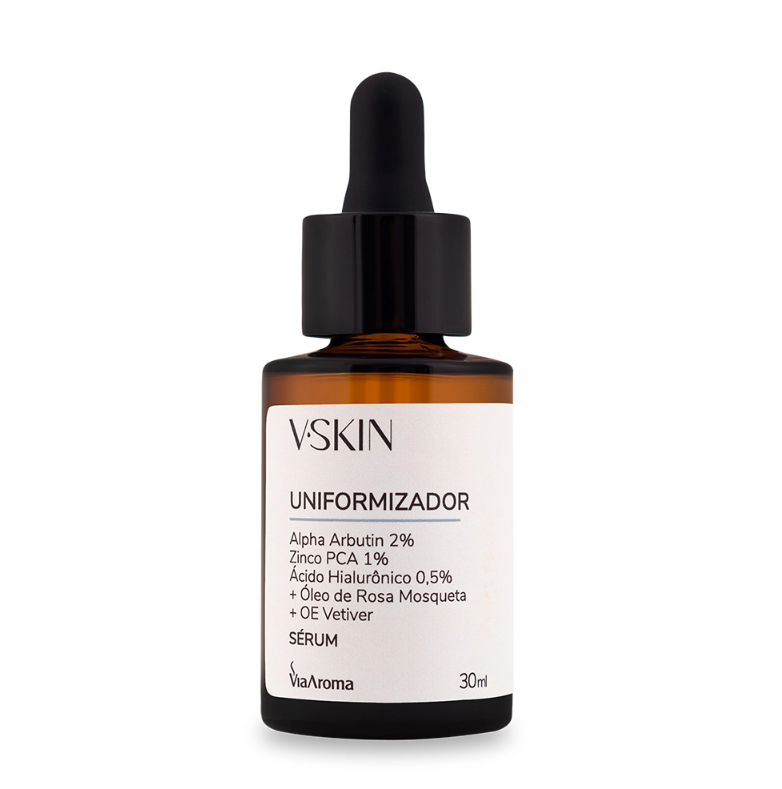 Sérum Uniformizador com Alpha Arbutin, Ácido Hialurônico, Zinco PCA e Vetiver 30ml – Via Aroma V.Skin