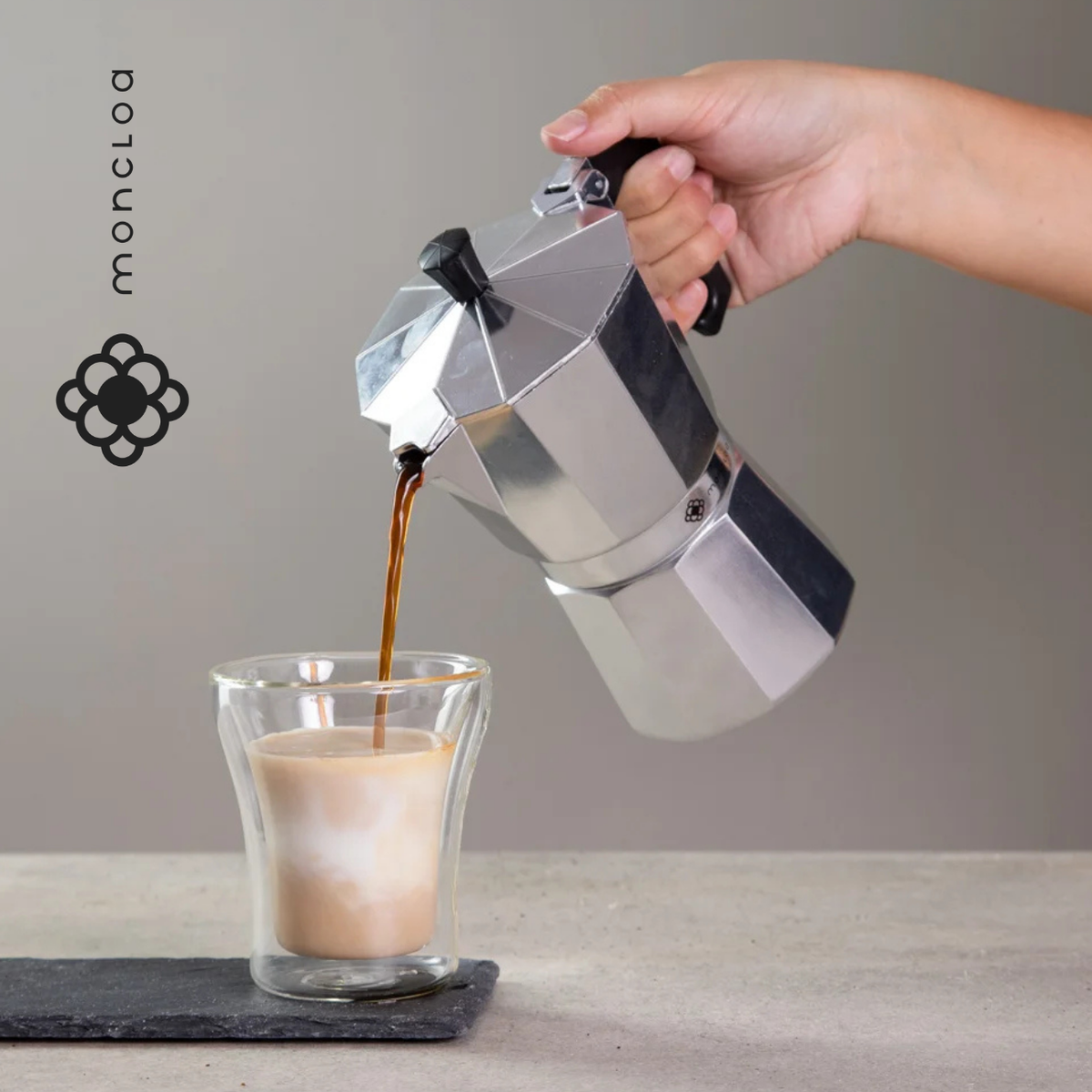 Cafeteira Classic Moka Moncloa 6 Xicaras 240ml Italiana Aco Inox Preta