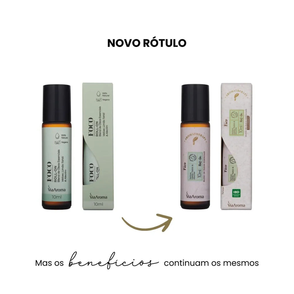 Roll-On Blend Óleos Essenciais Foco Via Aroma 10ml