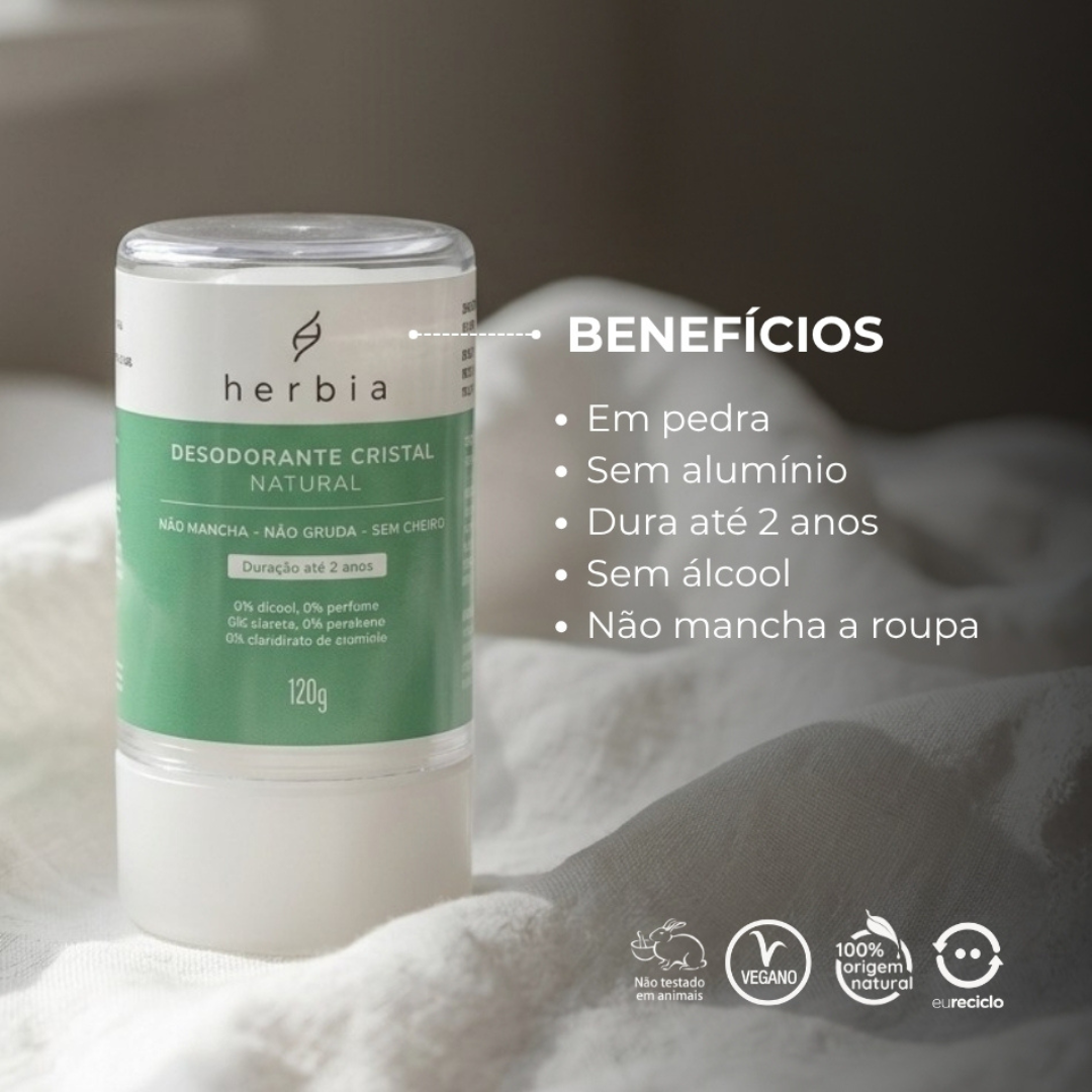 Kit Spray com Desodorante Cristal 120g + Mini bag Herbia