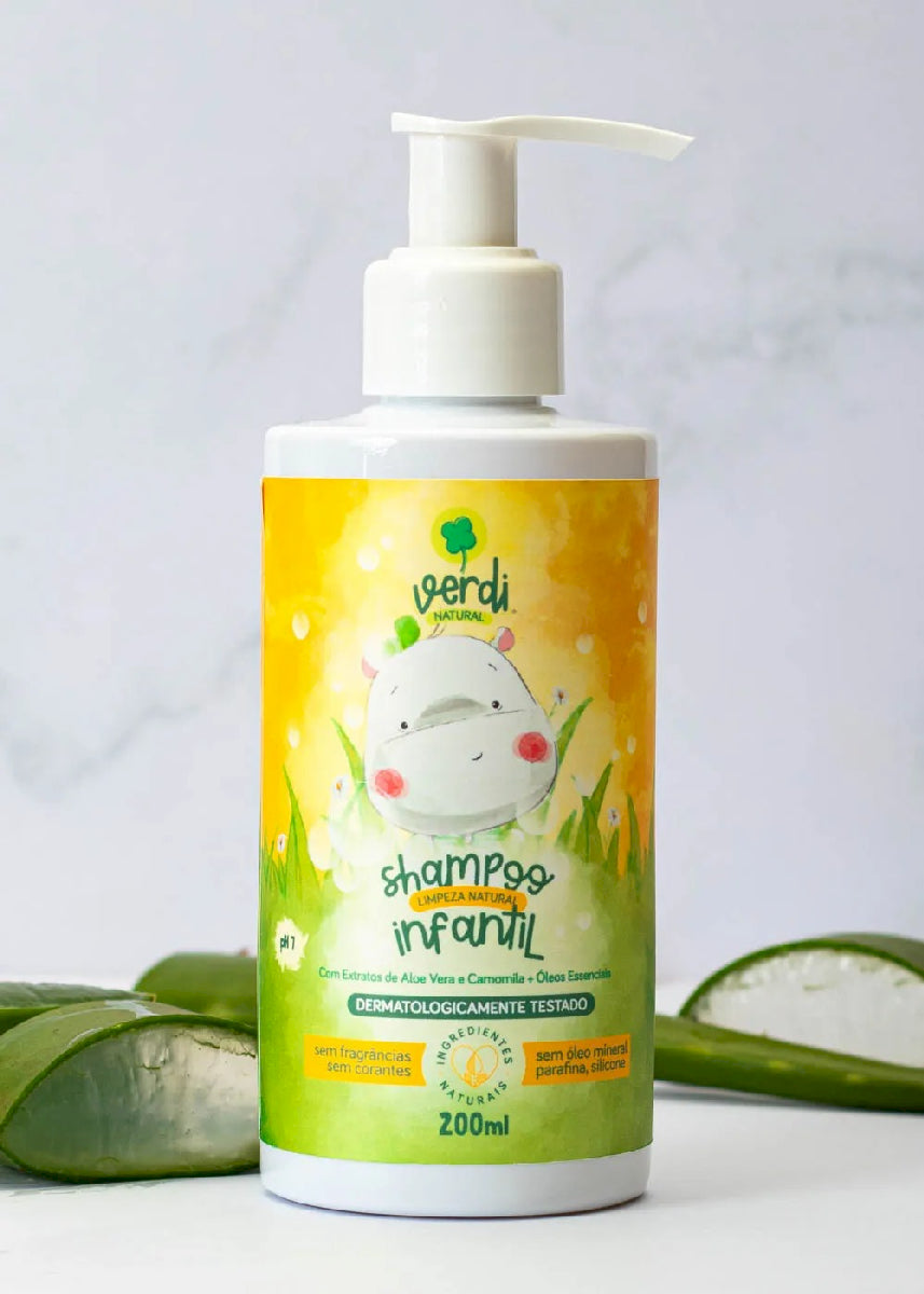 Shampoo Infantil Natural com Extratos de Aloe Vera e Camomila + Óleos Essenciais