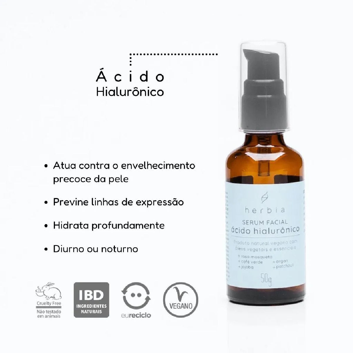 Sérum Facial Ácido Hialurônico Herbia 50g