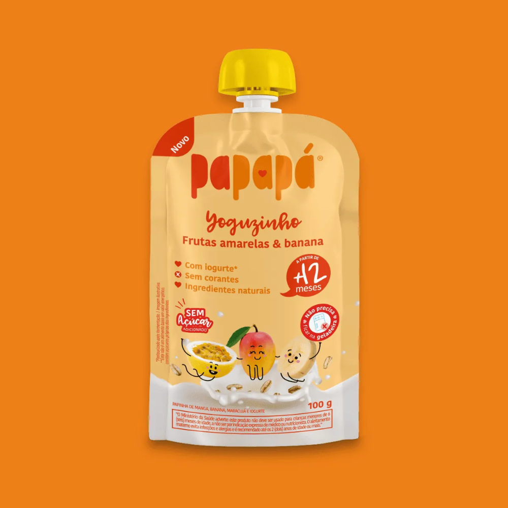 Kit 5 uni Papapa Yoguzinho Iogurte Frutas Amarelas e Banana 100g+12Meses