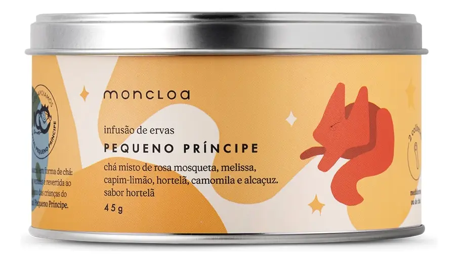 Cha Infusao de Ervas Evening Pequeno Principe Moncloa Lata 45g Relaxamento Sono