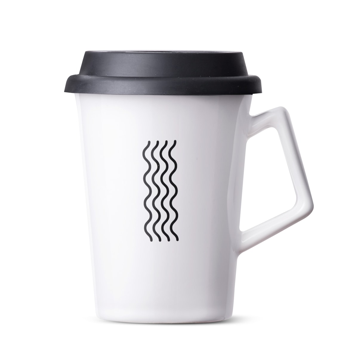 Caneca But First Tea Moncloa Branca 300ml com Tampa de Silicone Ceramica