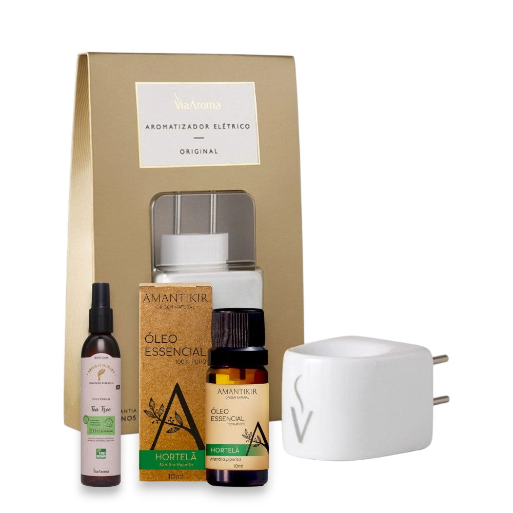 Kit Bem-Estar Duo (Hortelã + Tea Tree + Difusor)