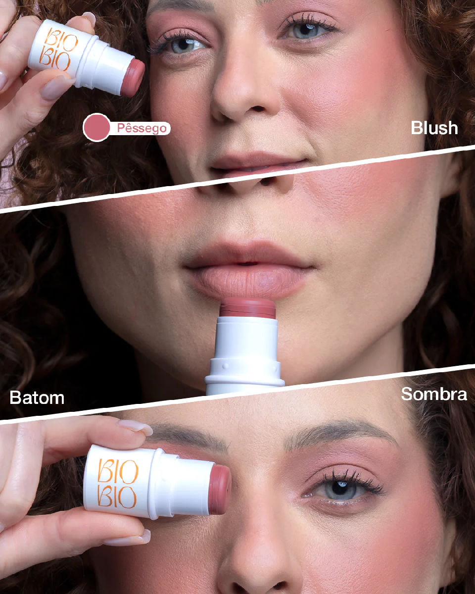 Blush Cremoso Em Bastão Stick C/ Proteção Solar 100% Mineral Tom Da Maquiagem Pêssego Rosado