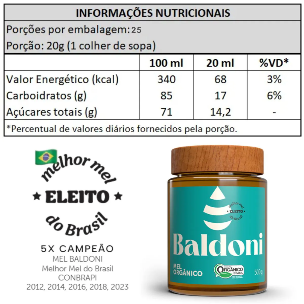 KIT DE 2 UNI - MEL BALDONI ORGANICO POTE 500g