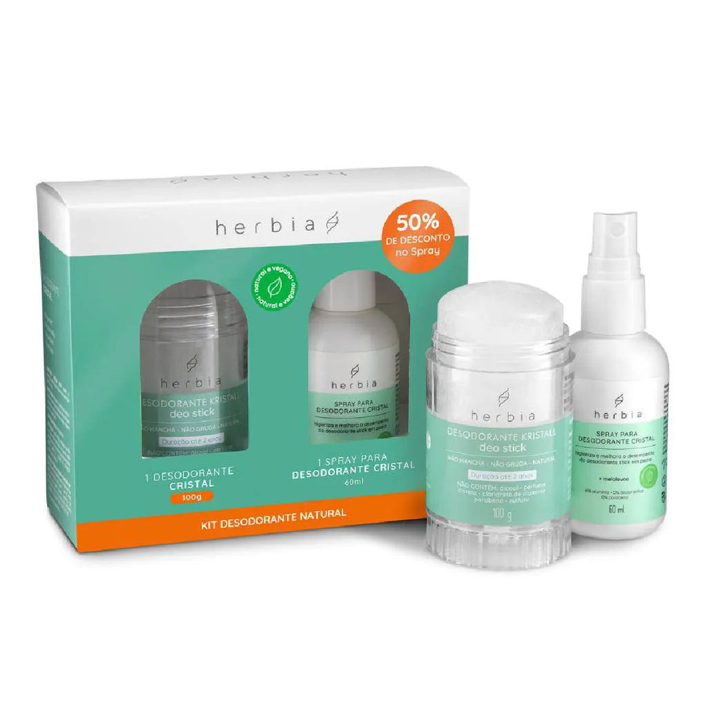 Kit Herbia Desodorante Cristal 100g + Spray Para Desodorante Cristal 60ml