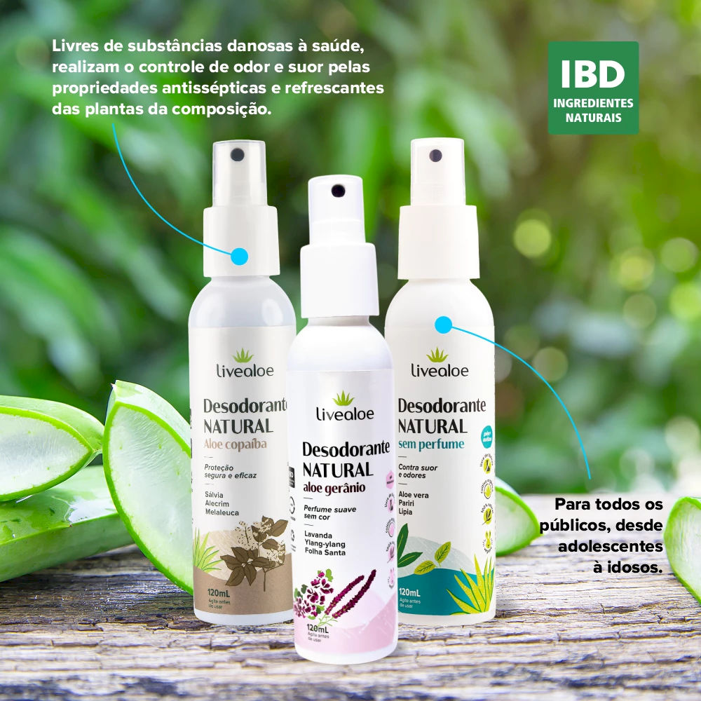 Desodorante Natural Aloe Copaíba Livealoe 120ml