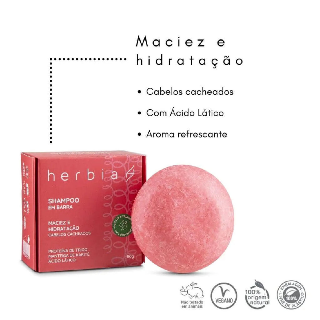 Shampoo em Barra Cabelos Cacheados Herbia 80g