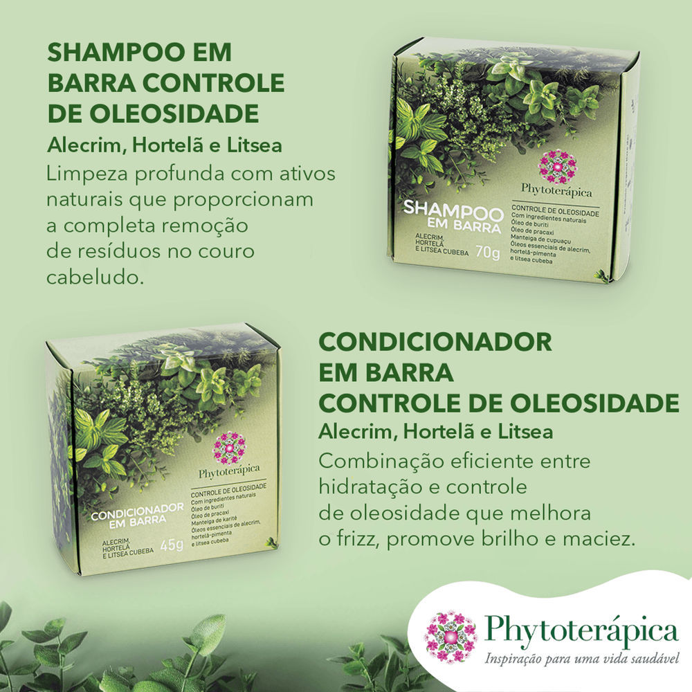 Shampoo em Barra Alecrim, Hortelã e Litsea Cubeba 70g - Phytoterápica