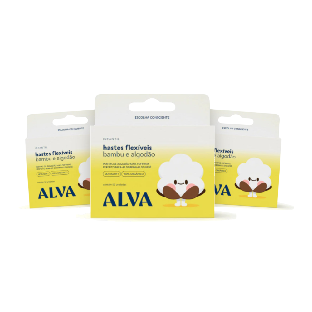 Cotonete de Bamboo e Algodão Natural Infantil Alva