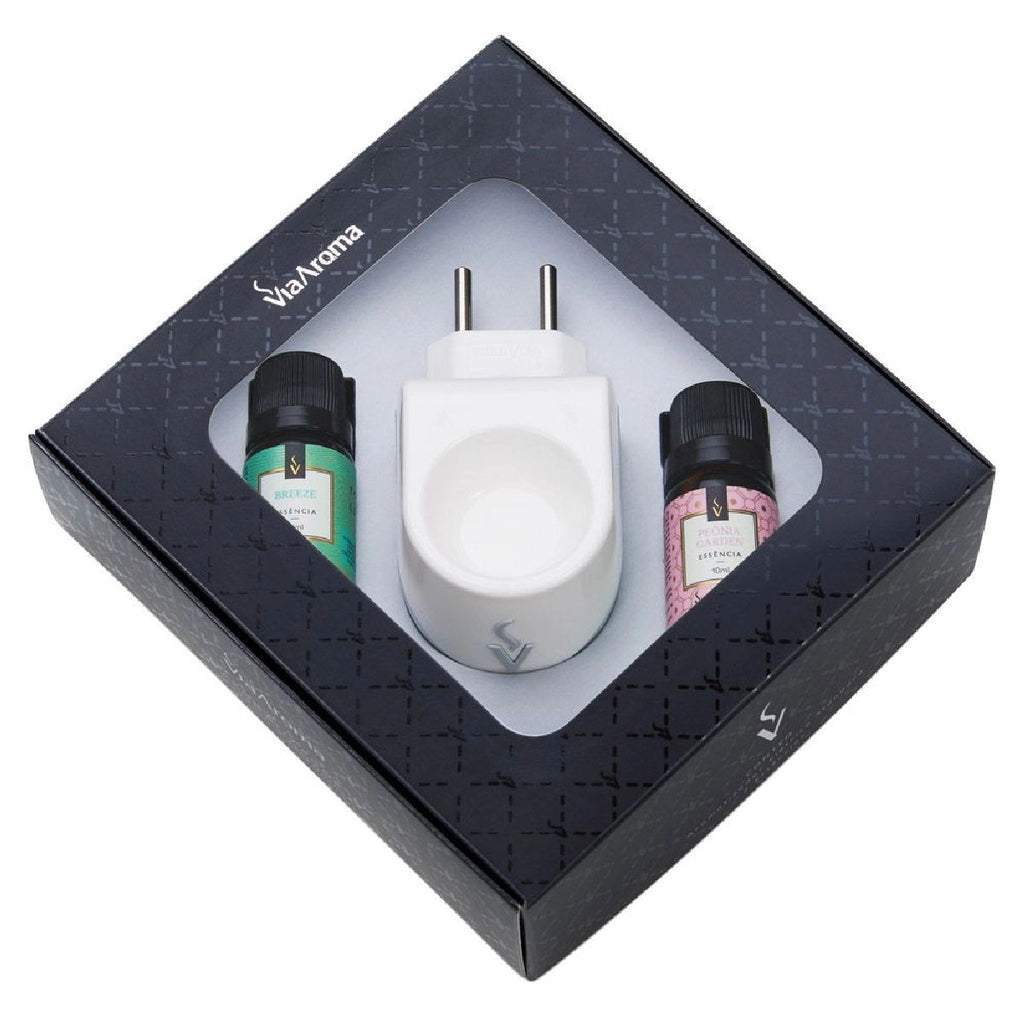 Kit Presente Aromatizador Standard + Essências Breeze e Peônia Garden Via Aroma