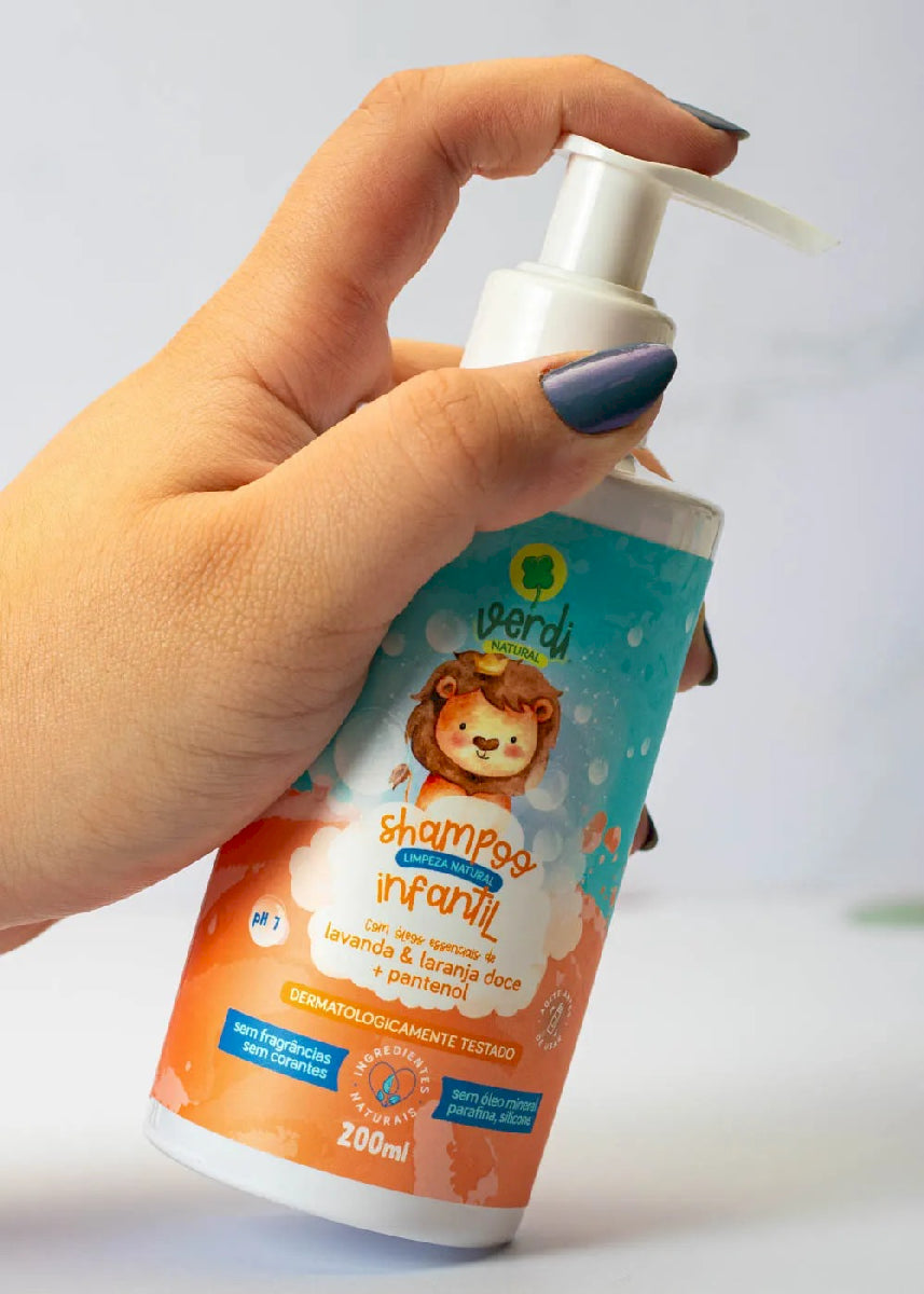 Shampoo Infantil Natural com Óleos Essenciais de Lavanda Laranja Doce + Pantenol