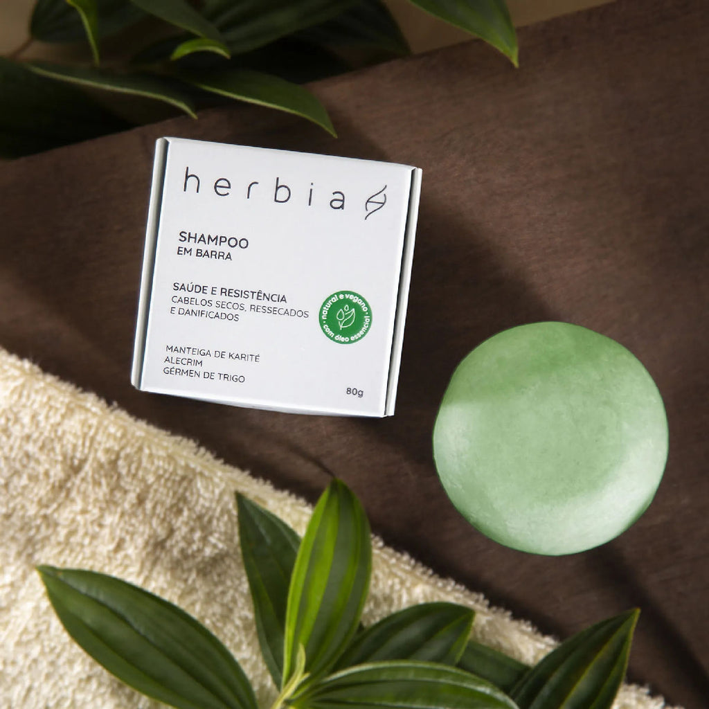 Shampoo em Barra Cabelos Secos Ressecados e Danificados Herbia 80g