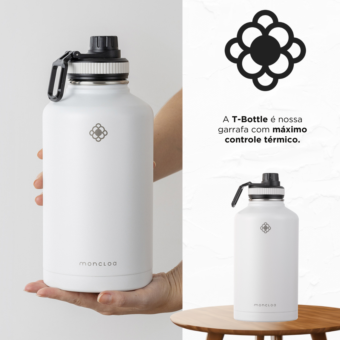 Garrafa Termica T-Bottle Moncloa 1800ml Cinza Claro Aco Inox BPA Free