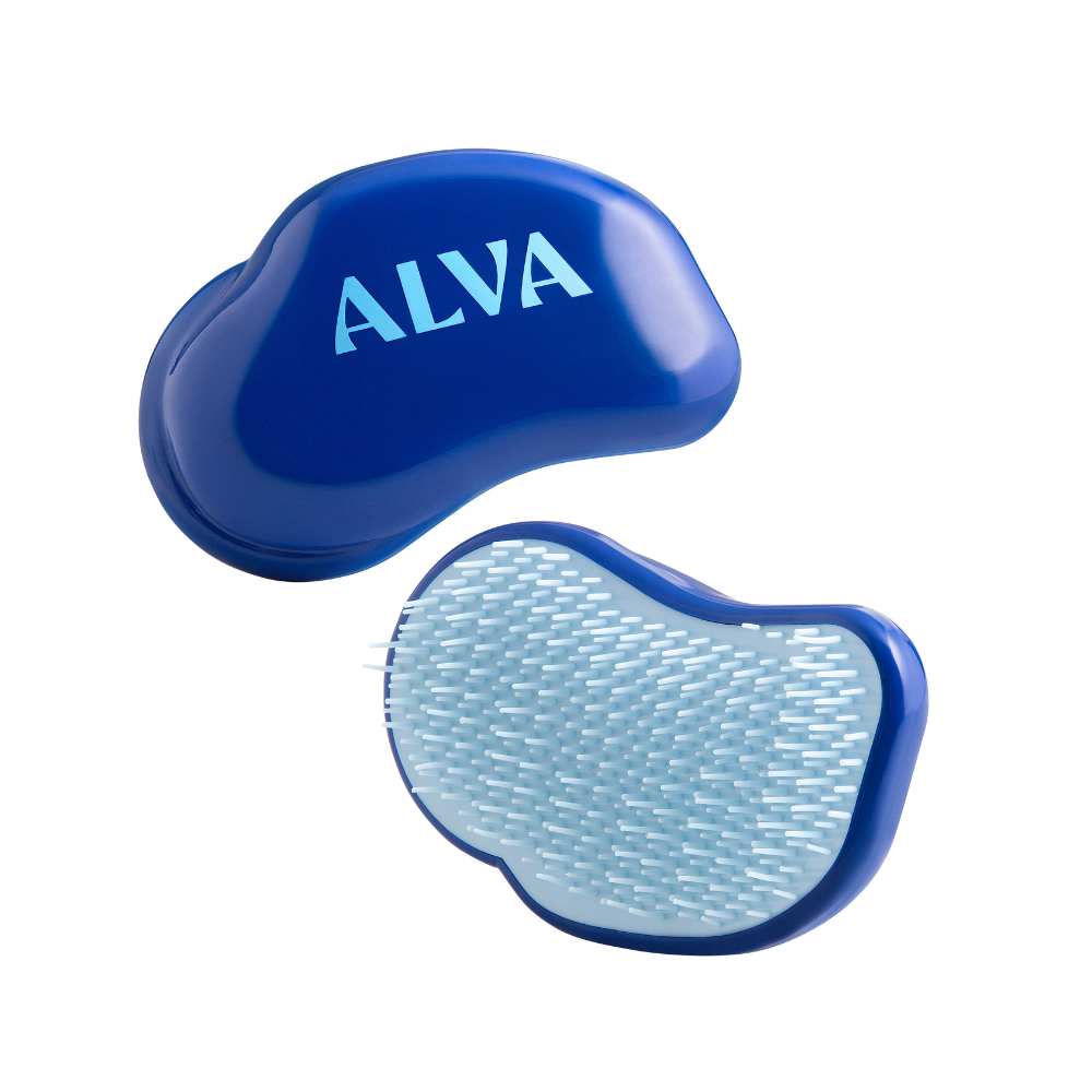 Escova Capilar de Plastico Azul Alva - Cerdas Flexiveis Todos os Tipos de Cabelo