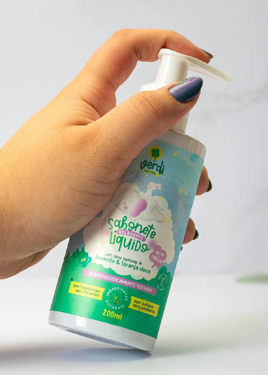 Sabonete Líquido e Shampoo Infantil Relaxante com Óleos Essenciais de Lavanda e Laranja Doce