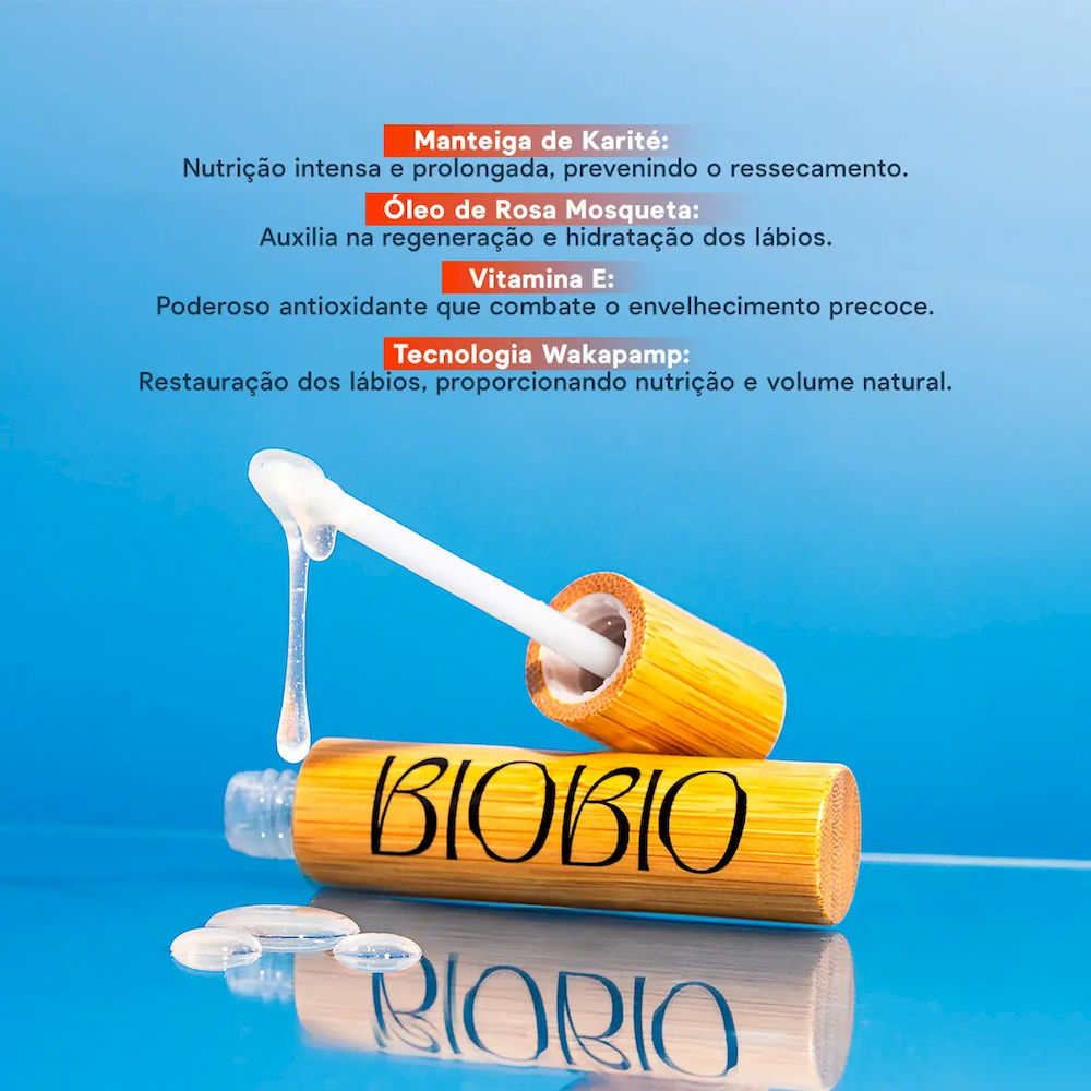 Lip Oil Gloss Bioplump Hidratante Vegano 7g Pitanga - Biobio