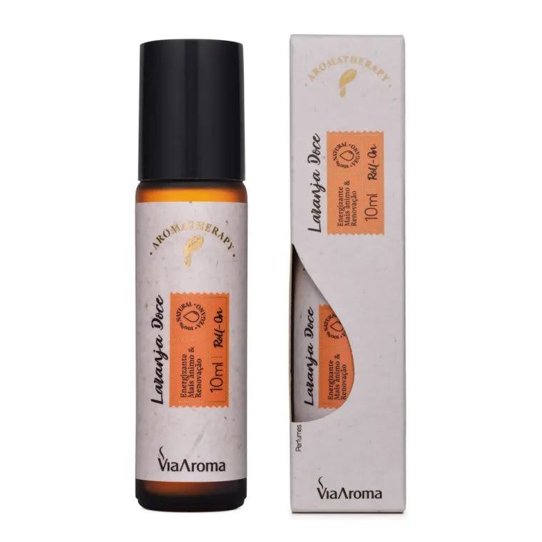 Roll-On Oleo Essencial Laranja Doce Via Aroma 10ml Pronto para Uso