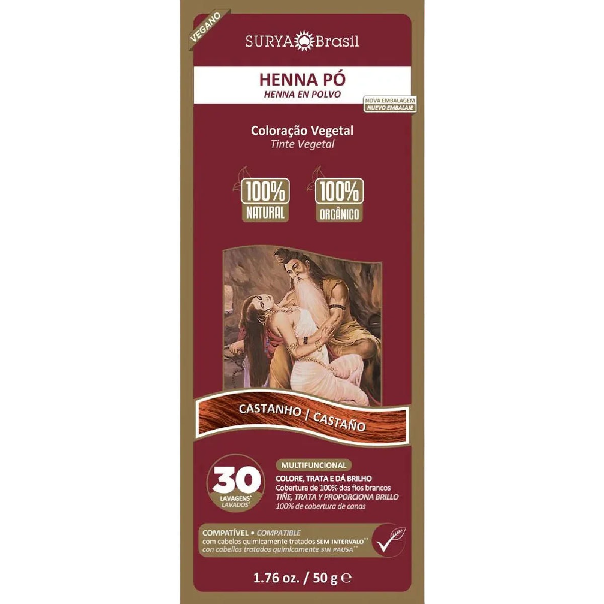 Henna Pó Castanho Surya Brasil 50g