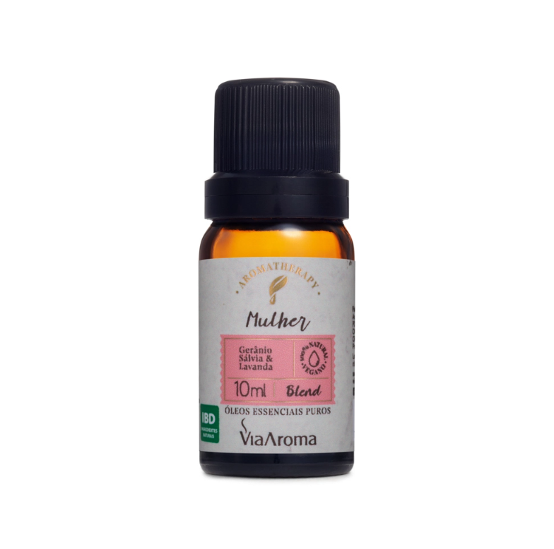 Blend de Óleos Essenciais Mulher Via Aroma 10ml – Relaxamento, Equilíbrio e Bem-estar Feminino