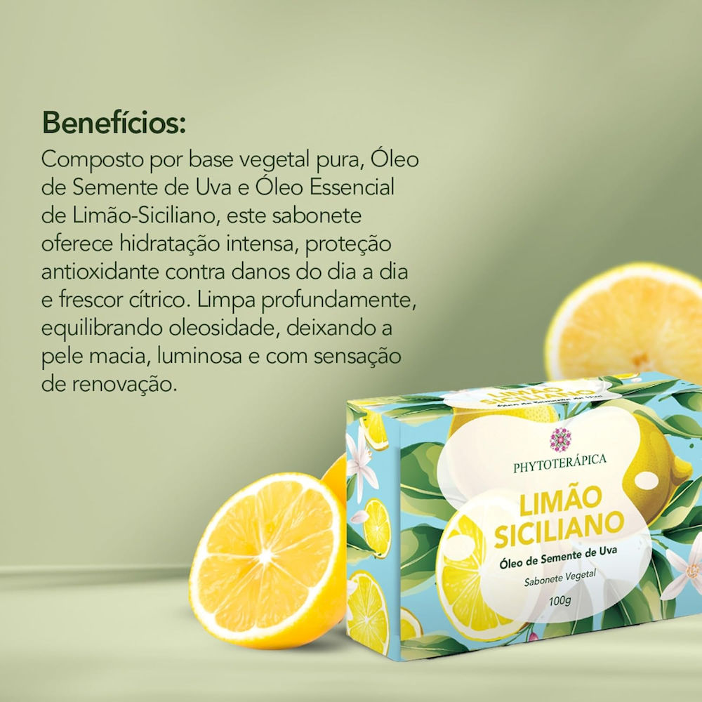 Sabonete Vegetal Limão-Siciliano & Semente de Uva Phytoterápica 100g