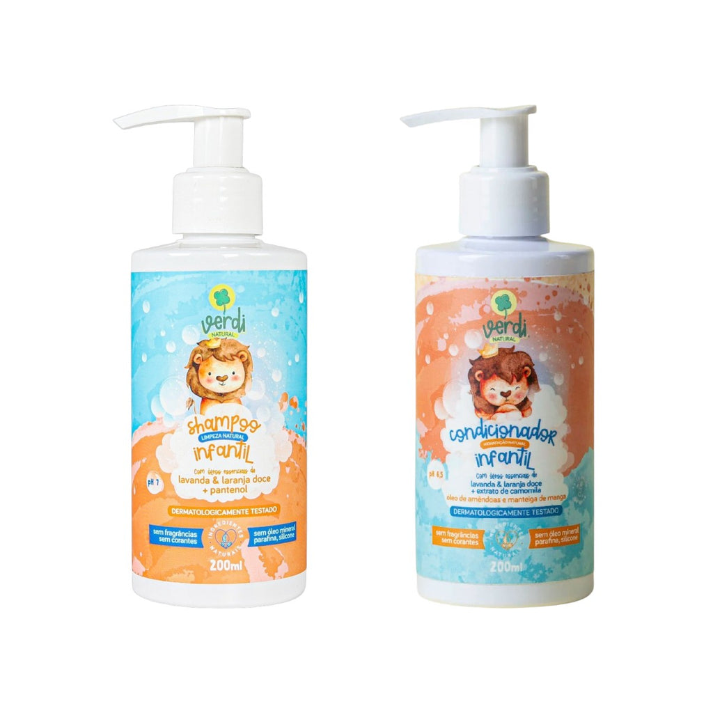 Kit Shampoo + Condicionador Infantil Óleos Essenciais de Lavanda e Laranja Doce
