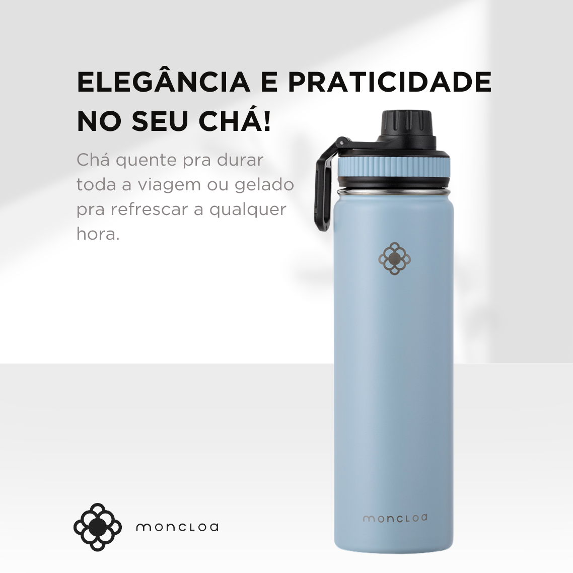 Garrafa Termica T-Bottle Moncloa 400ml Azul Claro Aco Inox BPA Free