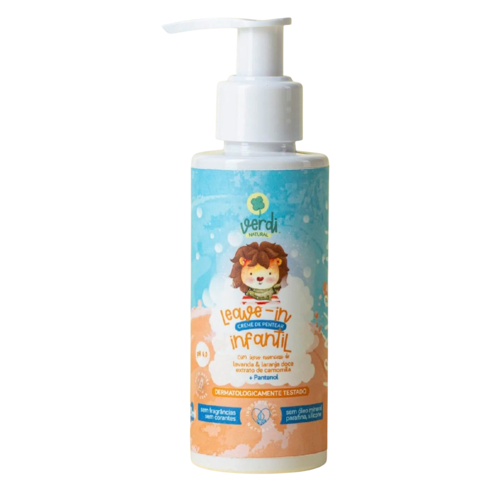 Kit Infantil Natural Verdi – Shampoo, Condicionador e Leave-in com Lavanda, Laranja Doce e Camomila