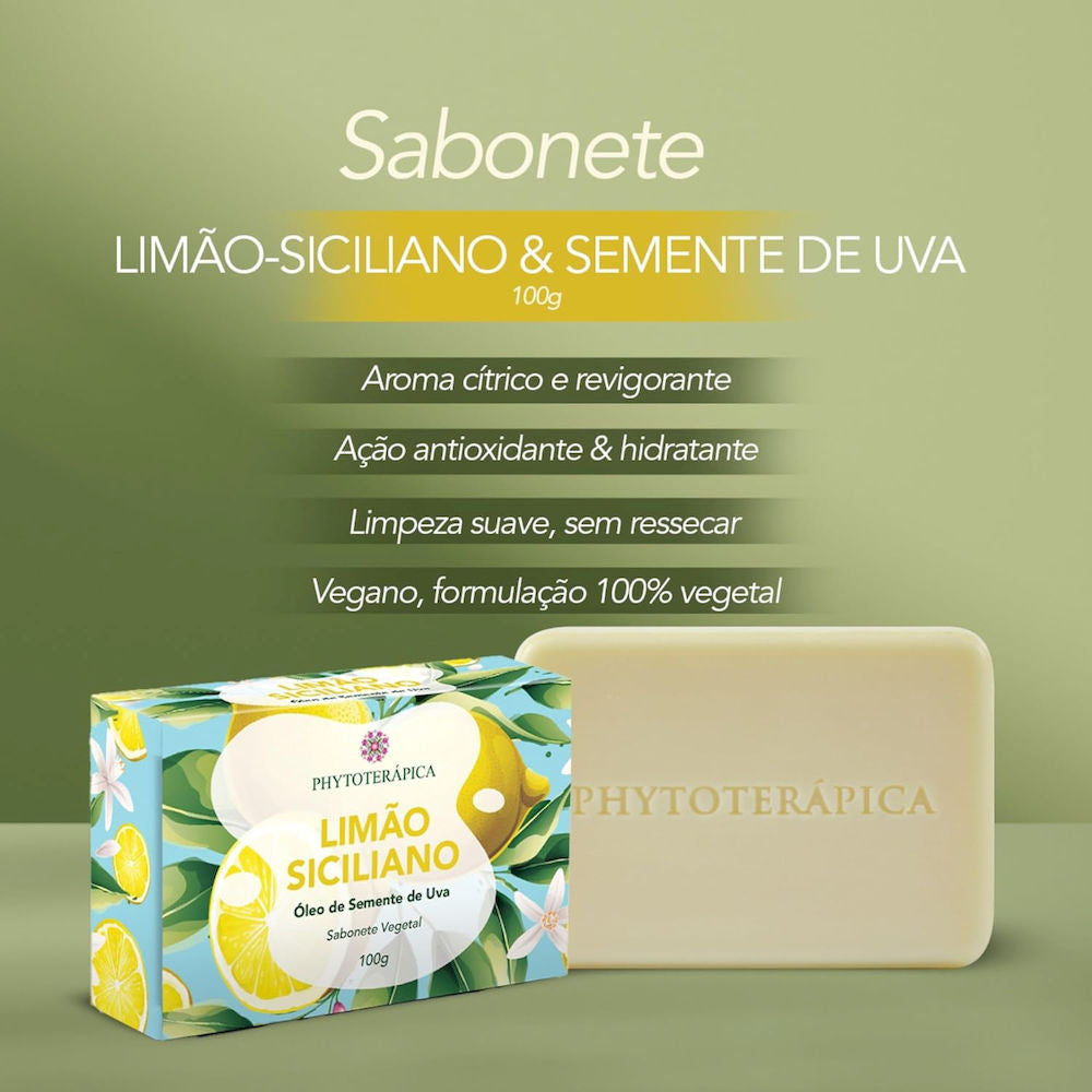 Sabonete Vegetal Limão-Siciliano & Semente de Uva Phytoterápica 100g