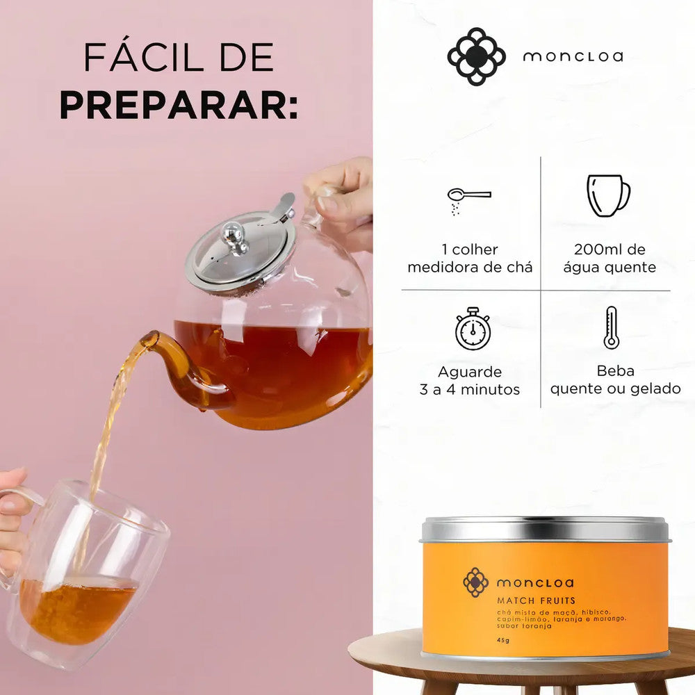 Chá Infusão de Frutas Match Fruits Moncloa Lata 45g