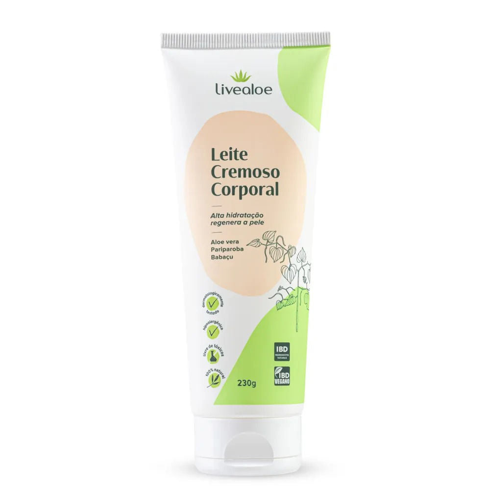 Leite Cremoso Corporal Livealoe Aloe Vera e Babaçu 230ml