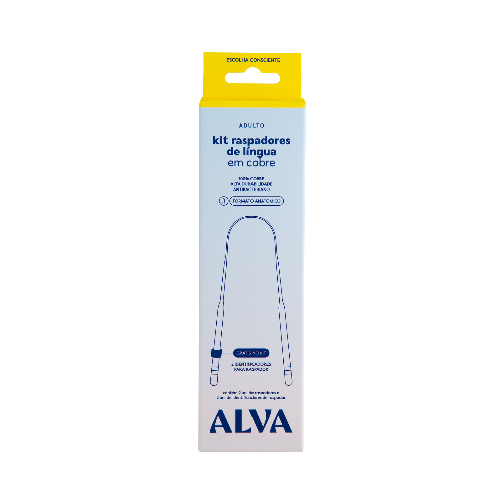 Kit Raspador de Língua de Cobre Alva + Identificador de Raspador