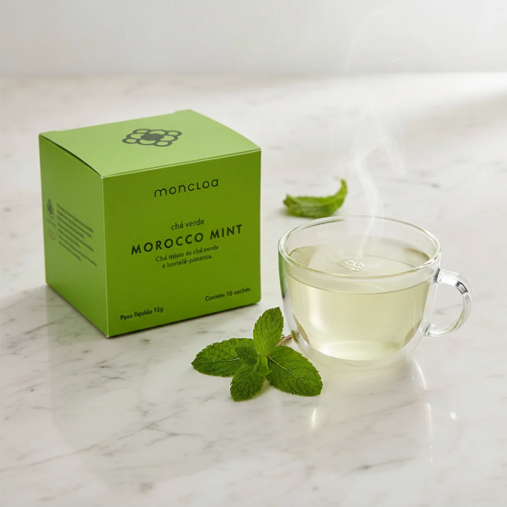 Chá Verde Morocco Mint Moncloa 15g caixa com 10 sachês