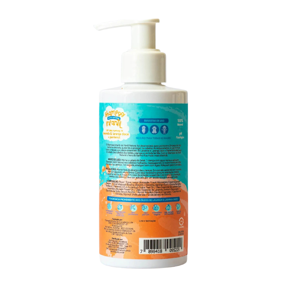 Kit Infantil Natural Verdi – Shampoo, Condicionador e Leave-in com Lavanda, Laranja Doce e Camomila