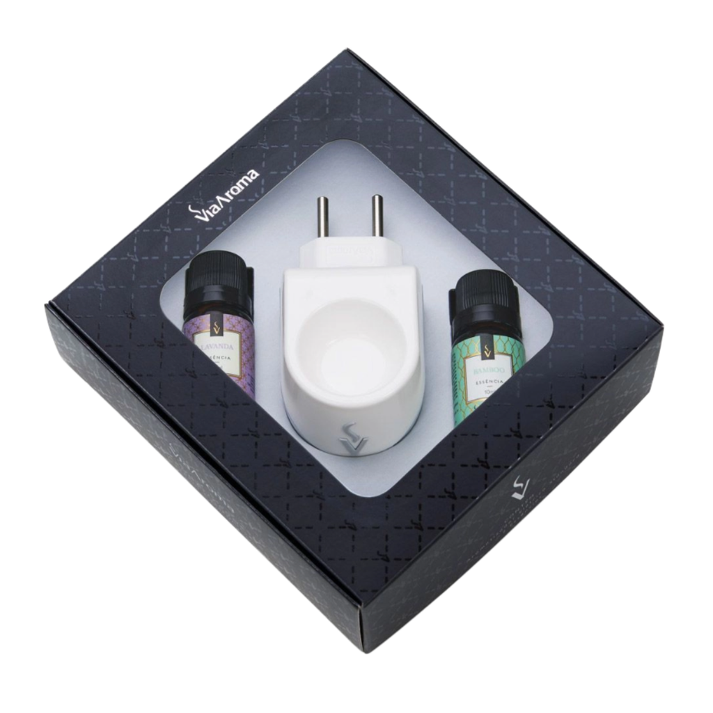 Kit Presente Aromatizador Elétrico Via Aroma – Bamboo e Lavanda
