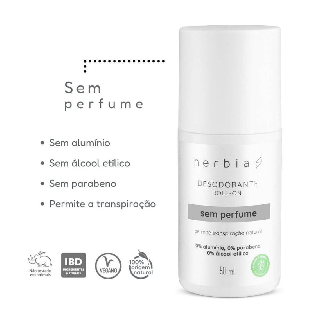 Desodorante Neutro, sem Perfume, Natural e Vegano, Herbia
