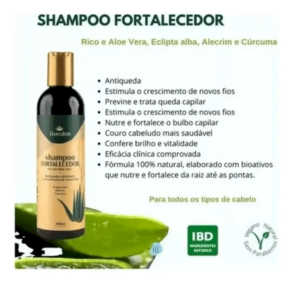 Shampoo Fortalecedor Livealoe 240ml