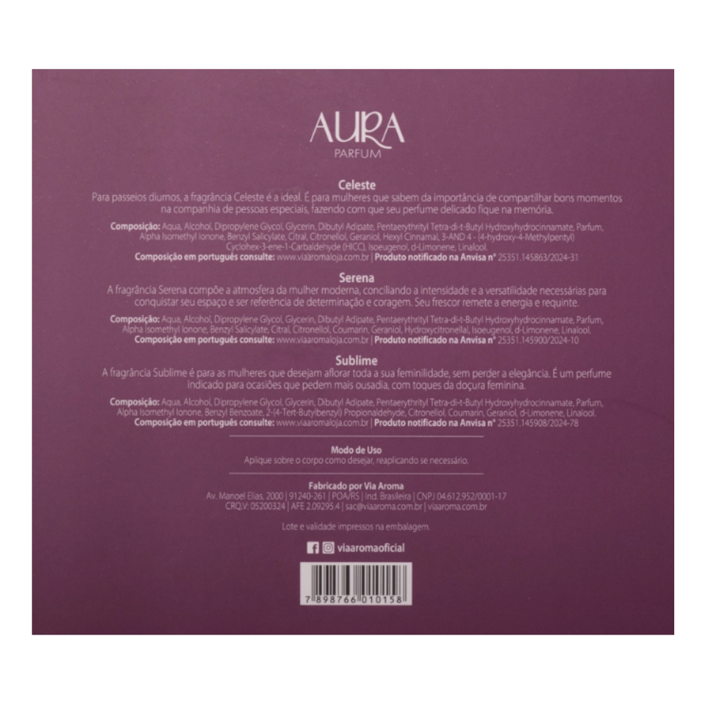 Kit Aura Parfum Via Aroma – Perfumes de Bolsa (3x10ml)