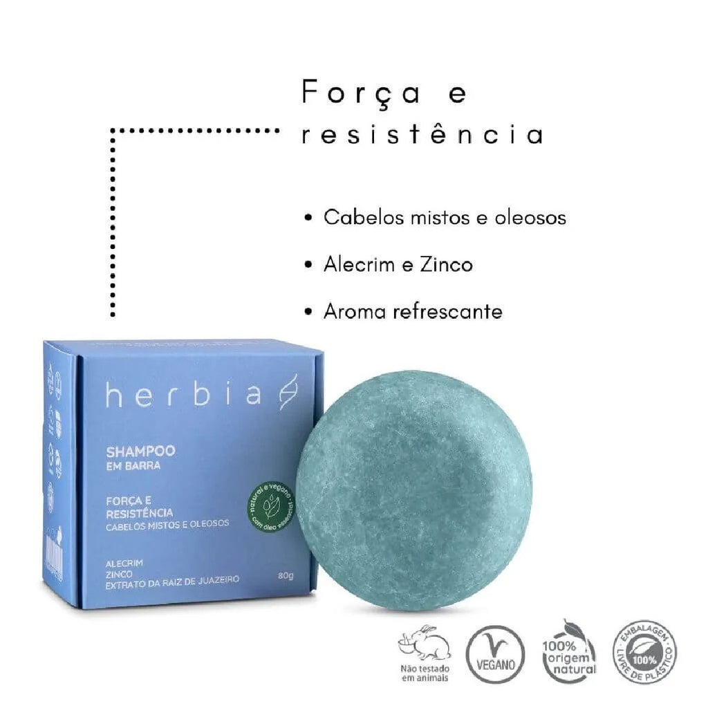 Shampoo em Barra Cabelos Mistos e Oleosos Herbia 80g