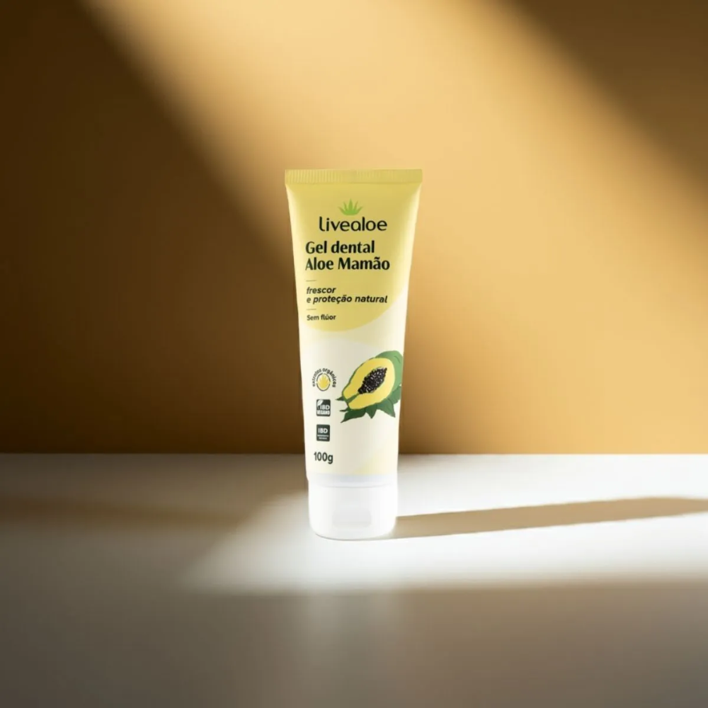 GEL DENTAL NATURAL ALOE MAMÃO 100 G Livealoe