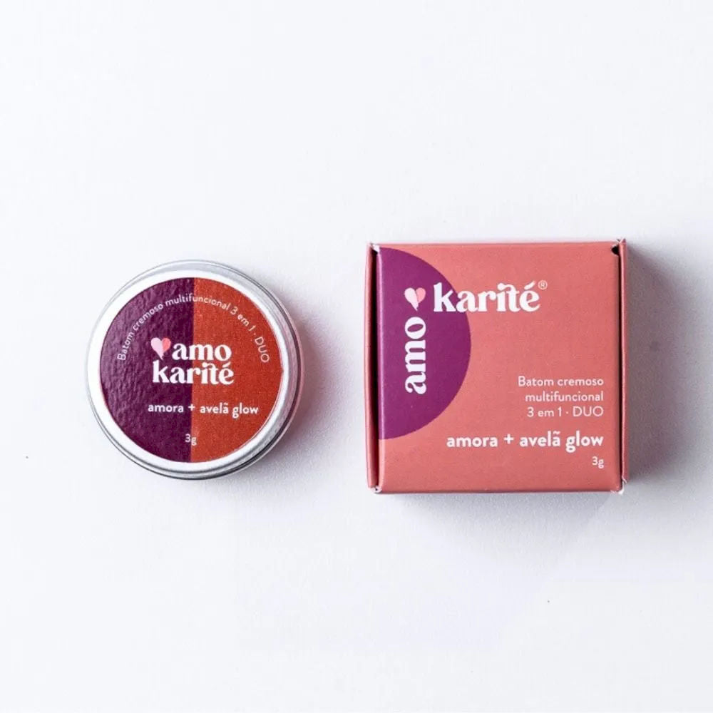 DUO Batom Cremoso Multifuncional 3 em 1 - Amora + Avelã Glow